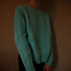 LL Bean Light Blue Cable Knit Sweater
